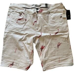 NWT MEN'S A.TIZIANO FASHION SHORTS WHITE COLOR RED SPLATTER SHORT Sz 44